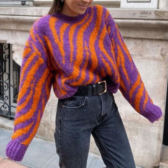 ZARA 80s jacquard retro zebra Print Blogger fav Sweater. Size L - Picture 11 of 11